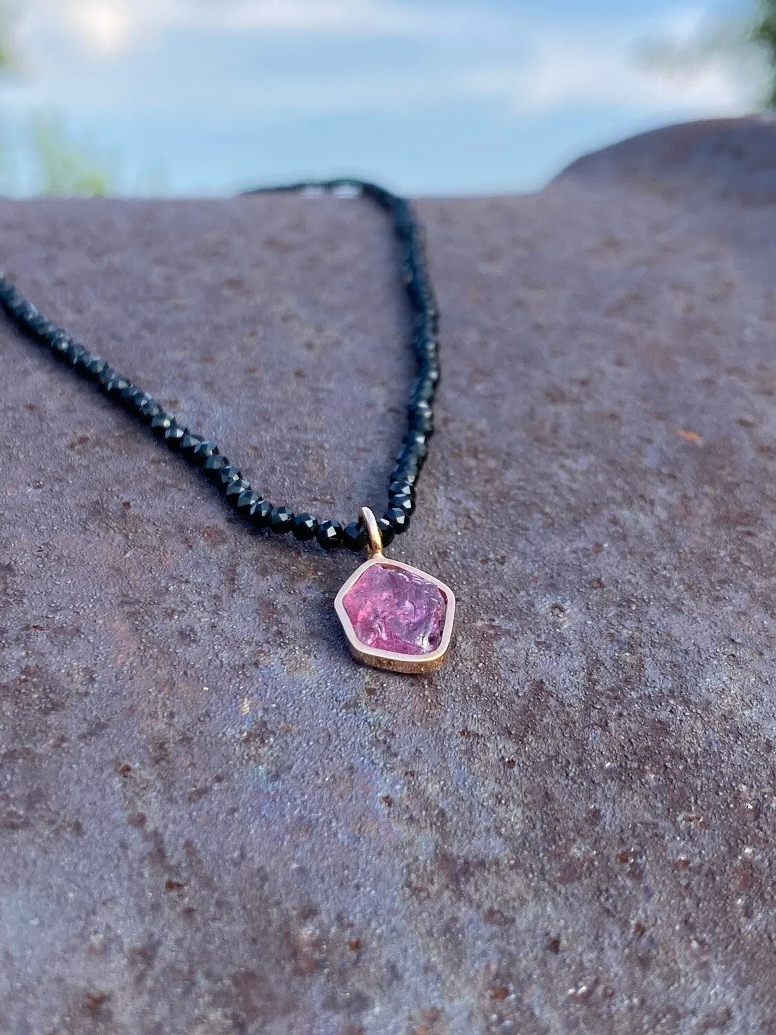 Raw Ruby Slice Pendant