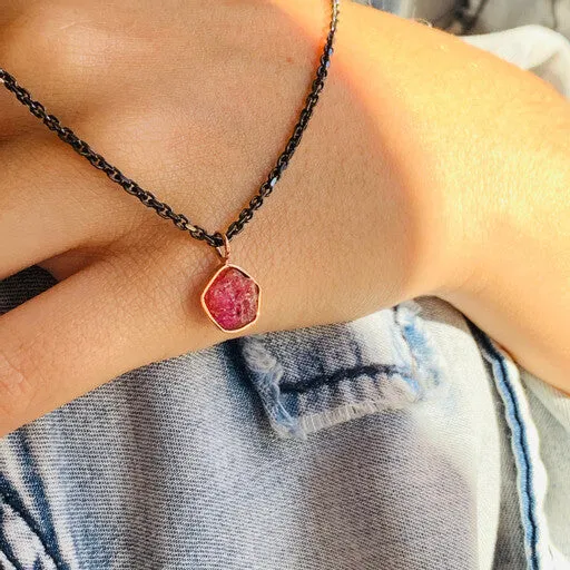 Raw Ruby Slice Pendant