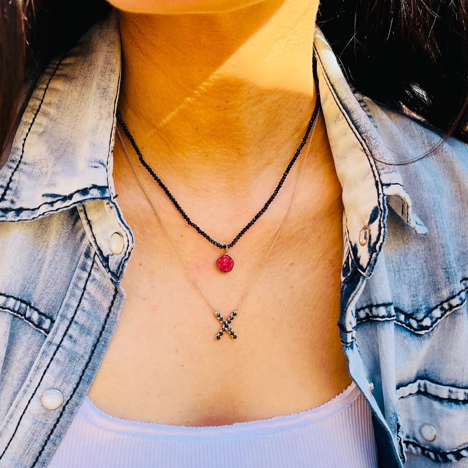 Raw Ruby Slice Pendant