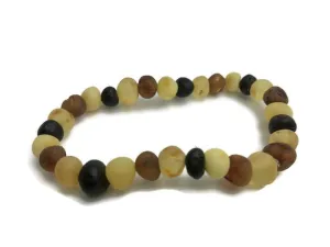 Raw Unpolished Multi Baltic Amber Bracelet for Big Kid, Child, Teen, or Adult