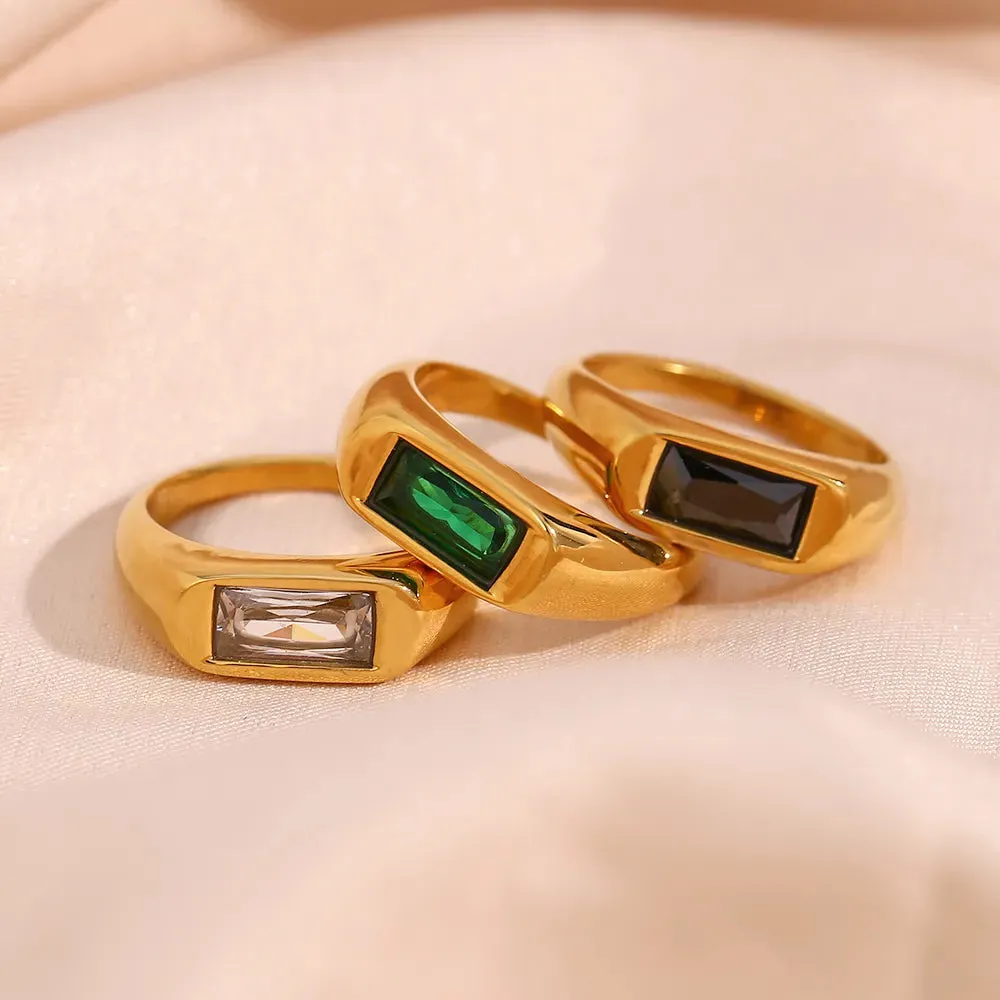 Rectangular Zircon Ring