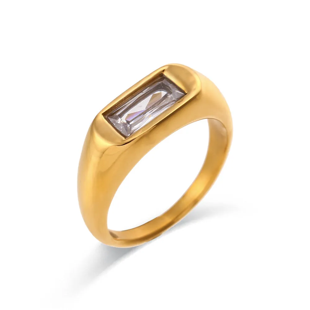 Rectangular Zircon Ring