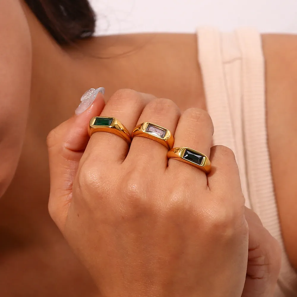Rectangular Zircon Ring