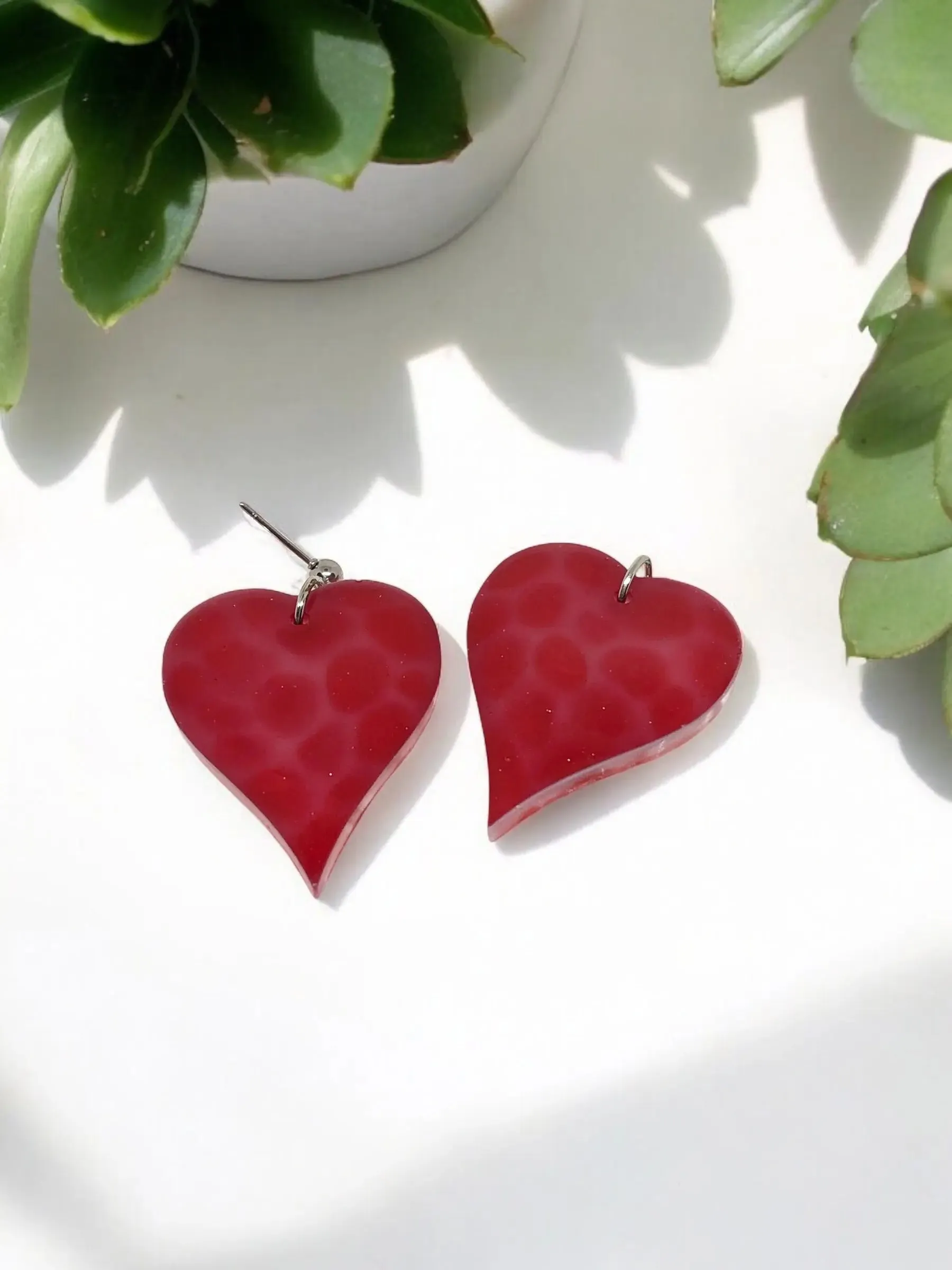 Red Bliss Heart Earrings