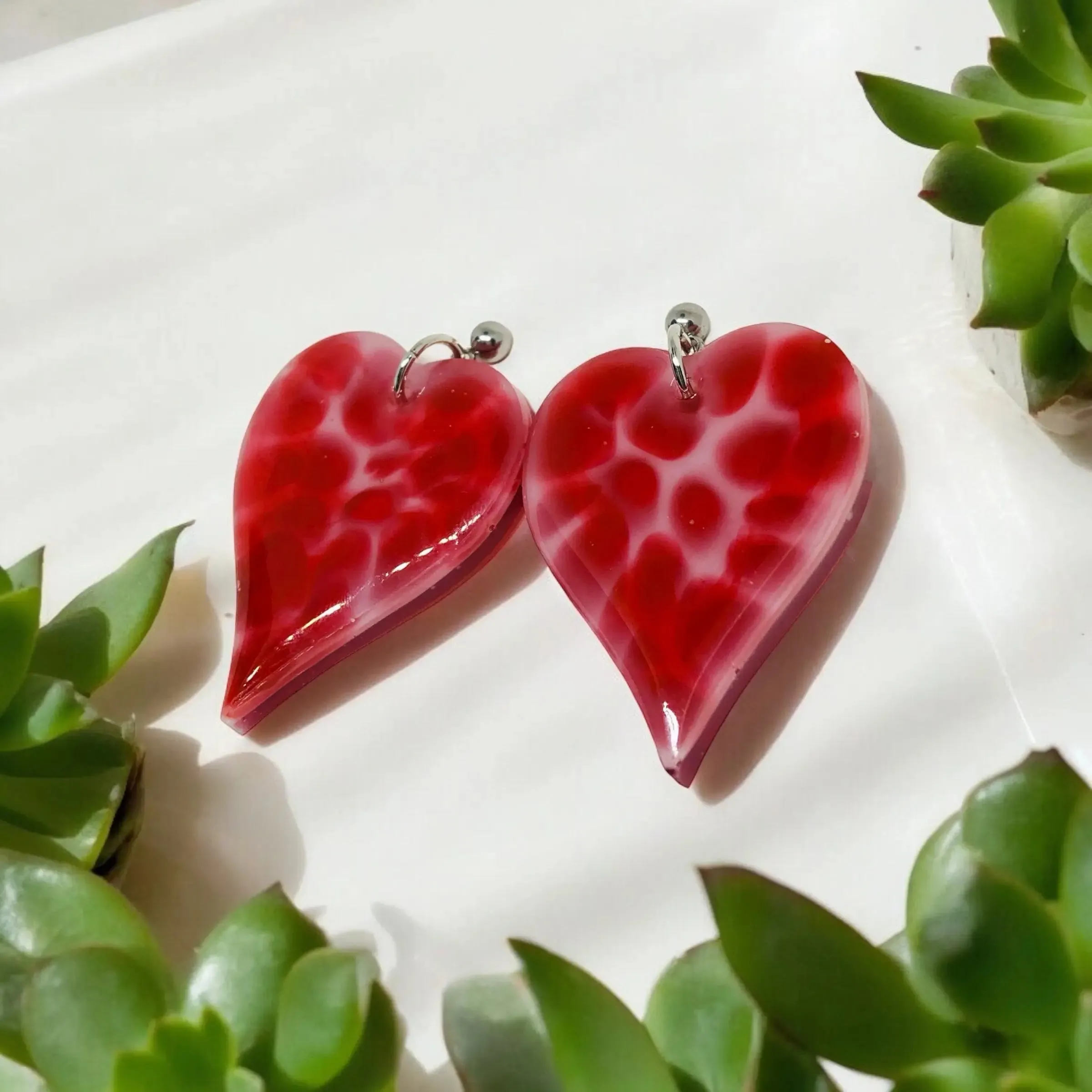 Red Bliss Heart Earrings