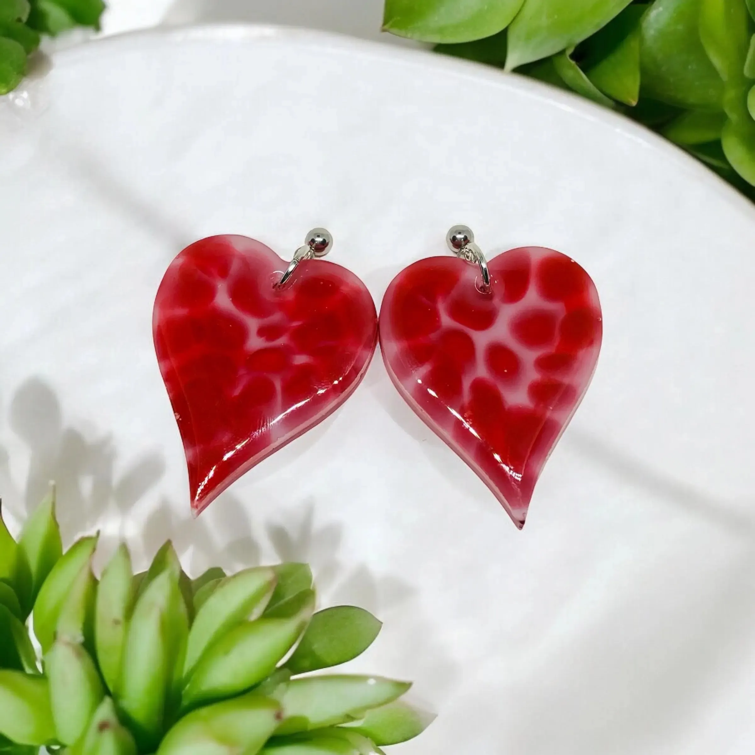 Red Bliss Heart Earrings