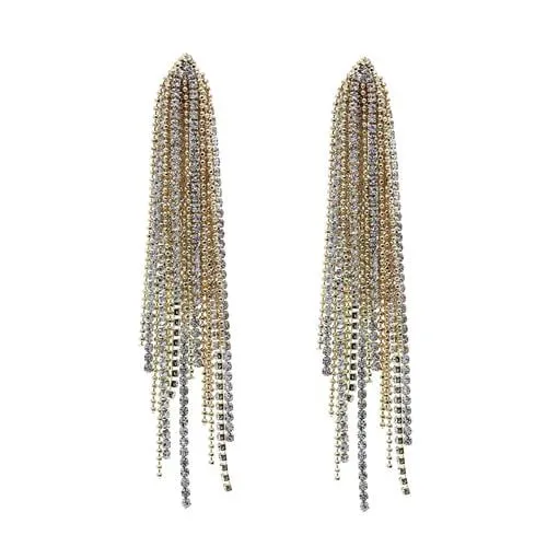 Rhinestone Chain Fringe Dangle Earrings