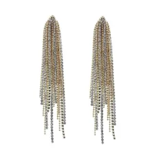 Rhinestone Chain Fringe Dangle Earrings