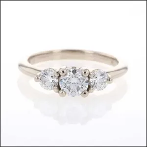 Round Diamond 3-Stone Engagement Ring 14KW