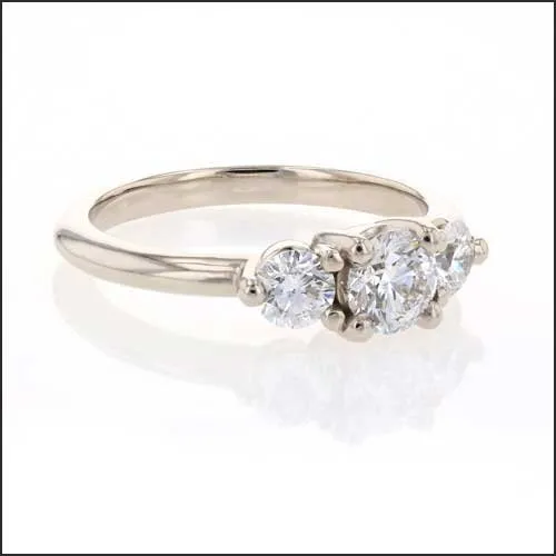 Round Diamond 3-Stone Engagement Ring 14KW