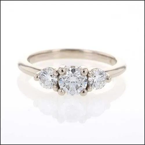 Round Diamond 3-Stone Engagement Ring 14KW