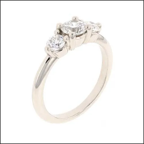 Round Diamond 3-Stone Engagement Ring 14KW