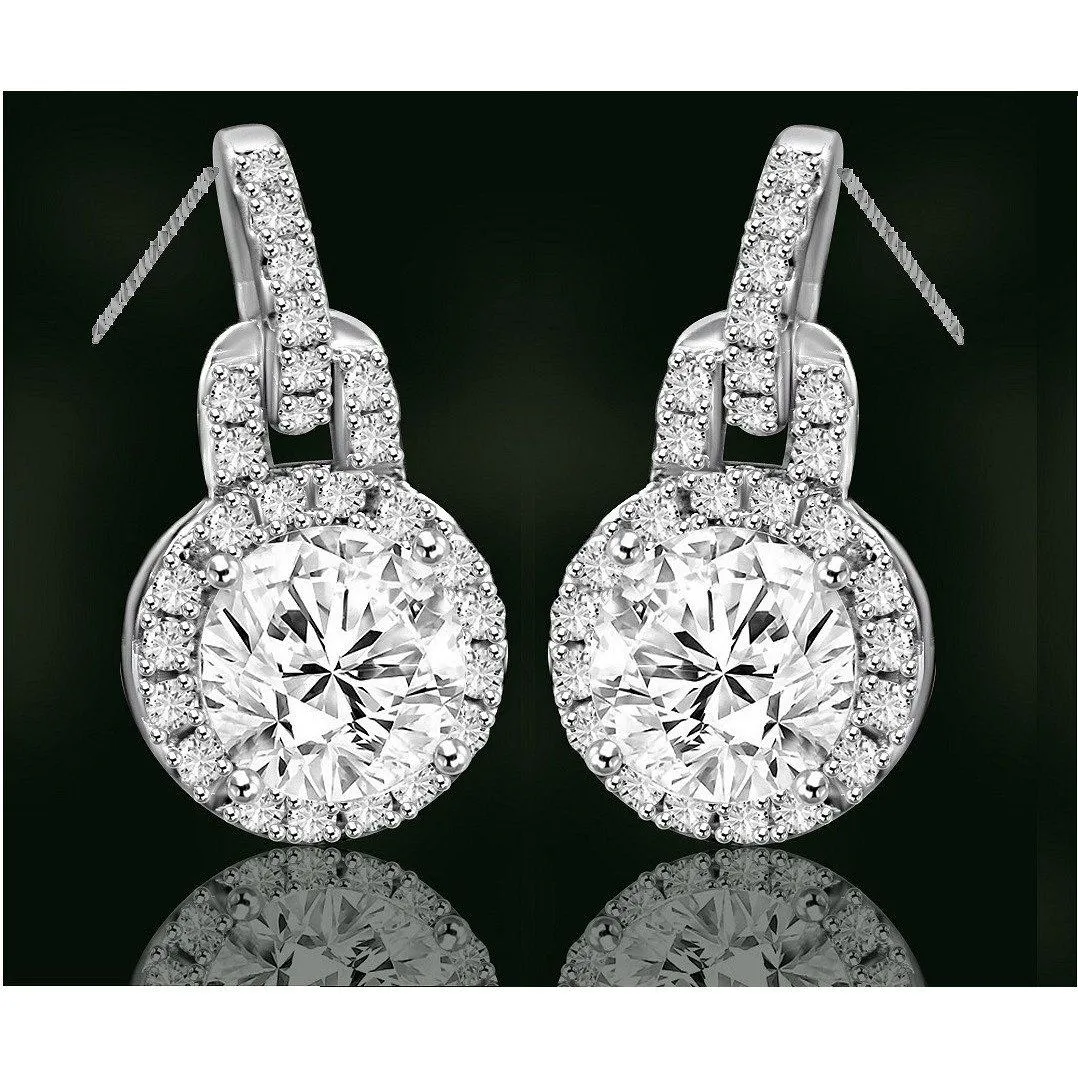 Round Diamond Veneer Cubic Zirconia Sterling Silver Halo Pendant and Earrings Set. 635P10732/635E3234