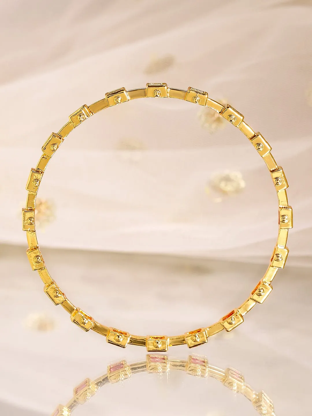 Rubans Align Set Of 4 22K Gold-Plated Stone-Studded Bangles