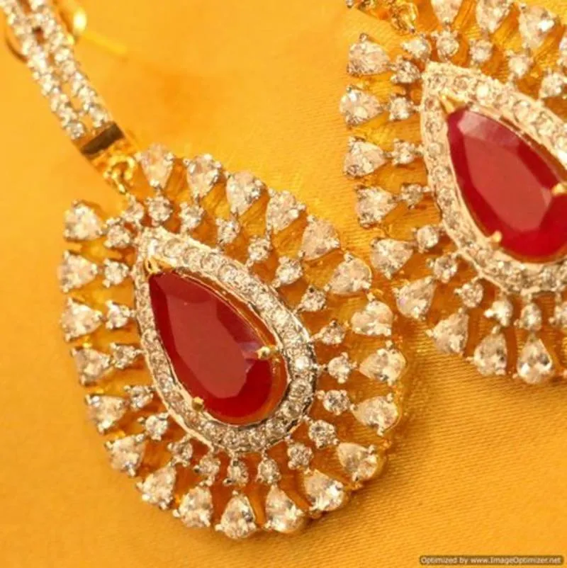 Ruby Diamond Look Elegant Danglers