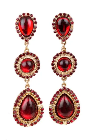 Ruby Red Gemstone Teardrop Earrings