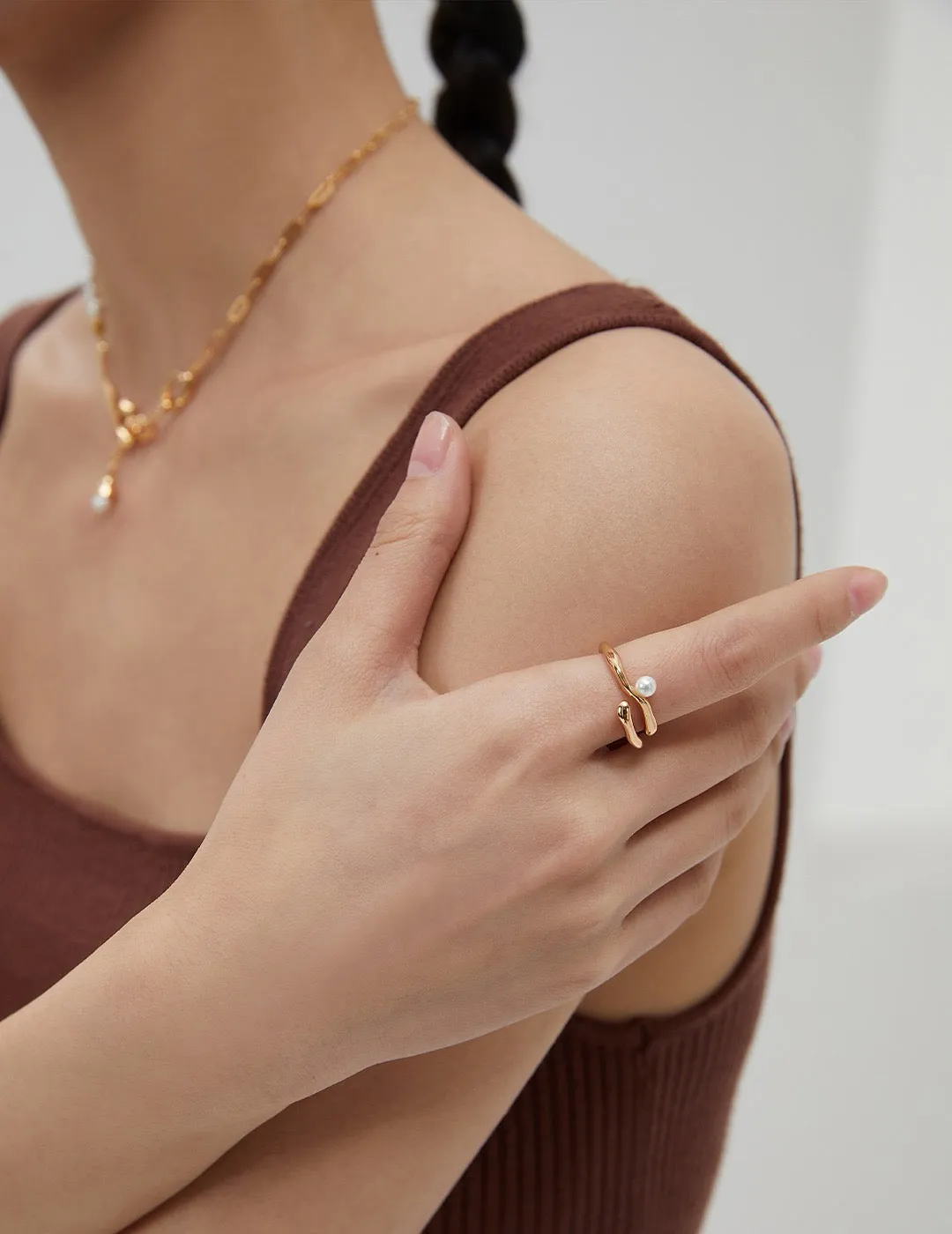 S925 Fluid Pearl Ring