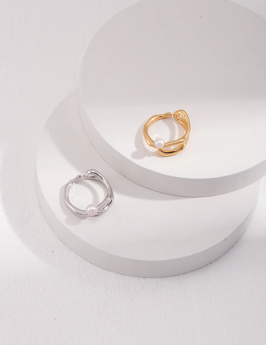 S925 Fluid Pearl Ring