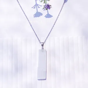 Selenite Raw Stone Bar Pendant