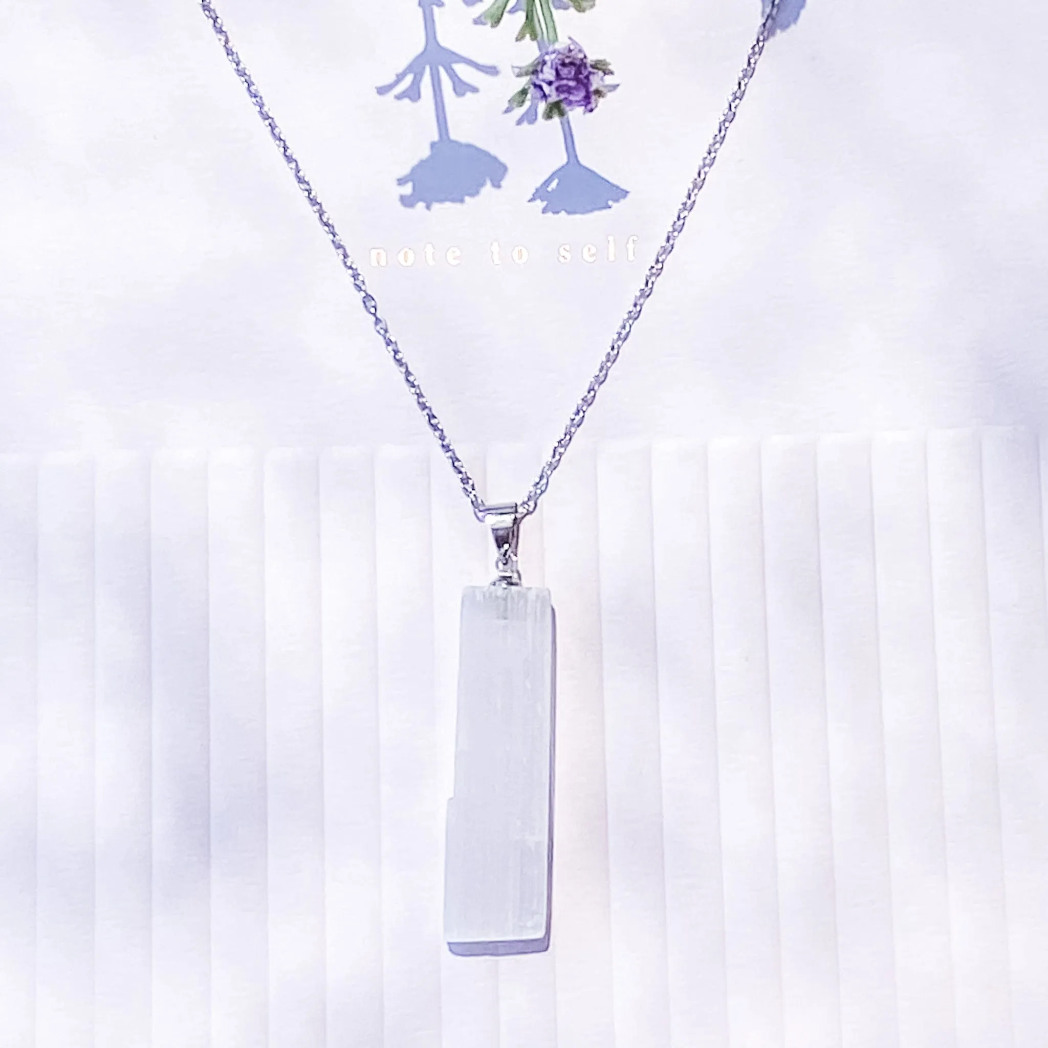 Selenite Raw Stone Bar Pendant