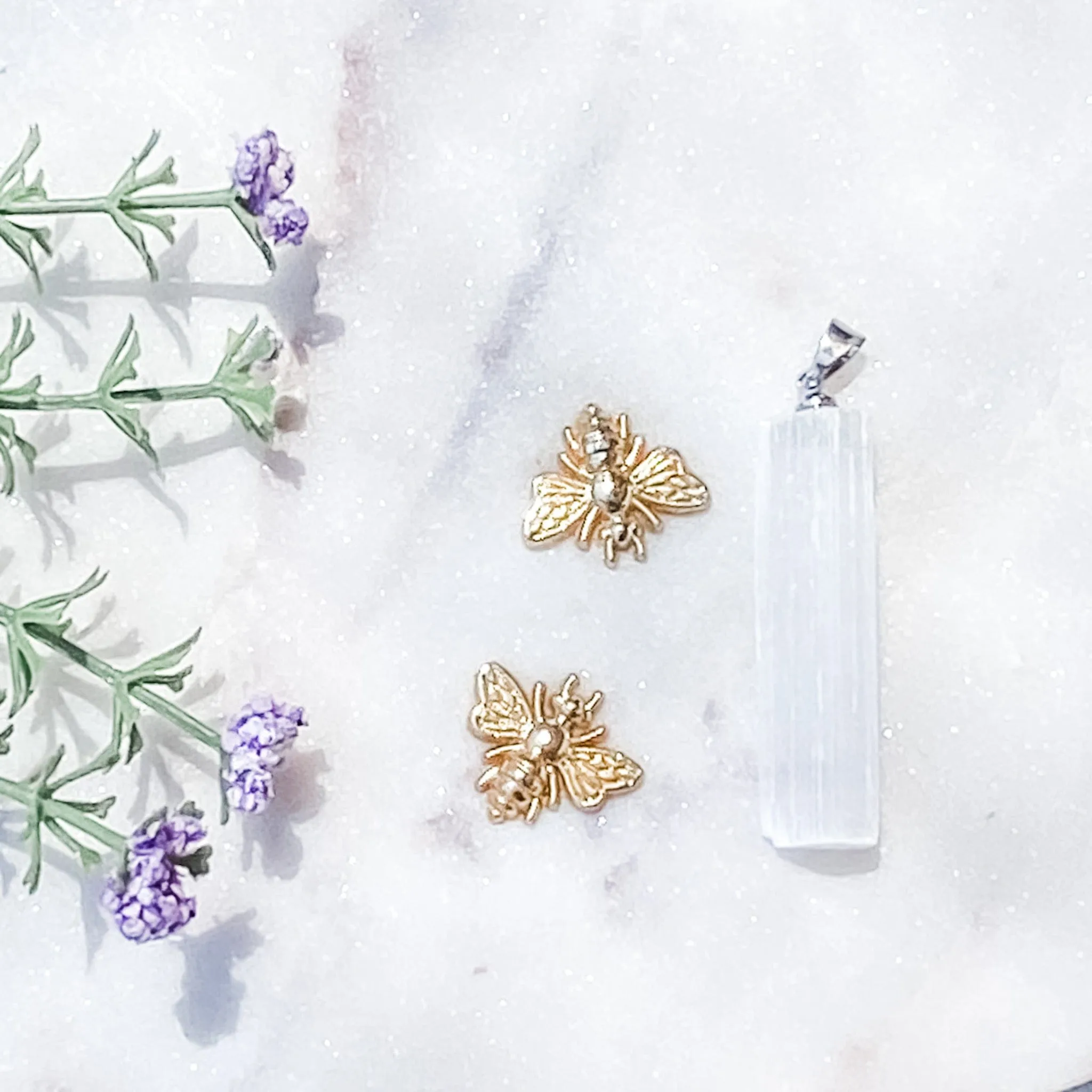 Selenite Raw Stone Bar Pendant