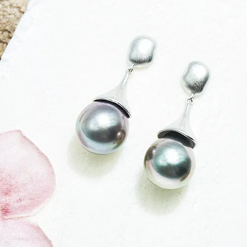 Serenade of Elegance - 11mm Tahitian Pearl Teardrop Earrings