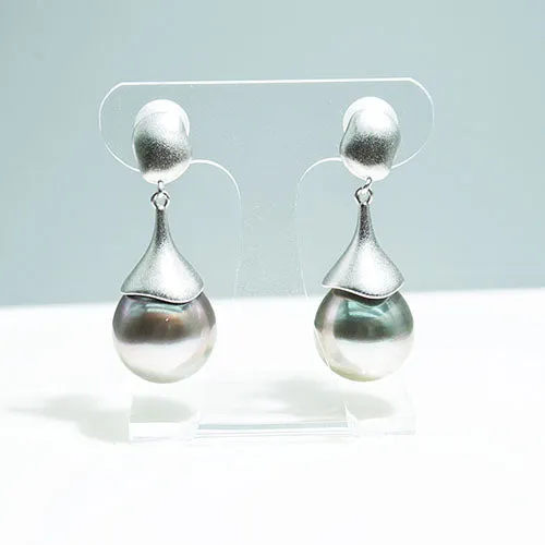 Serenade of Elegance - 11mm Tahitian Pearl Teardrop Earrings