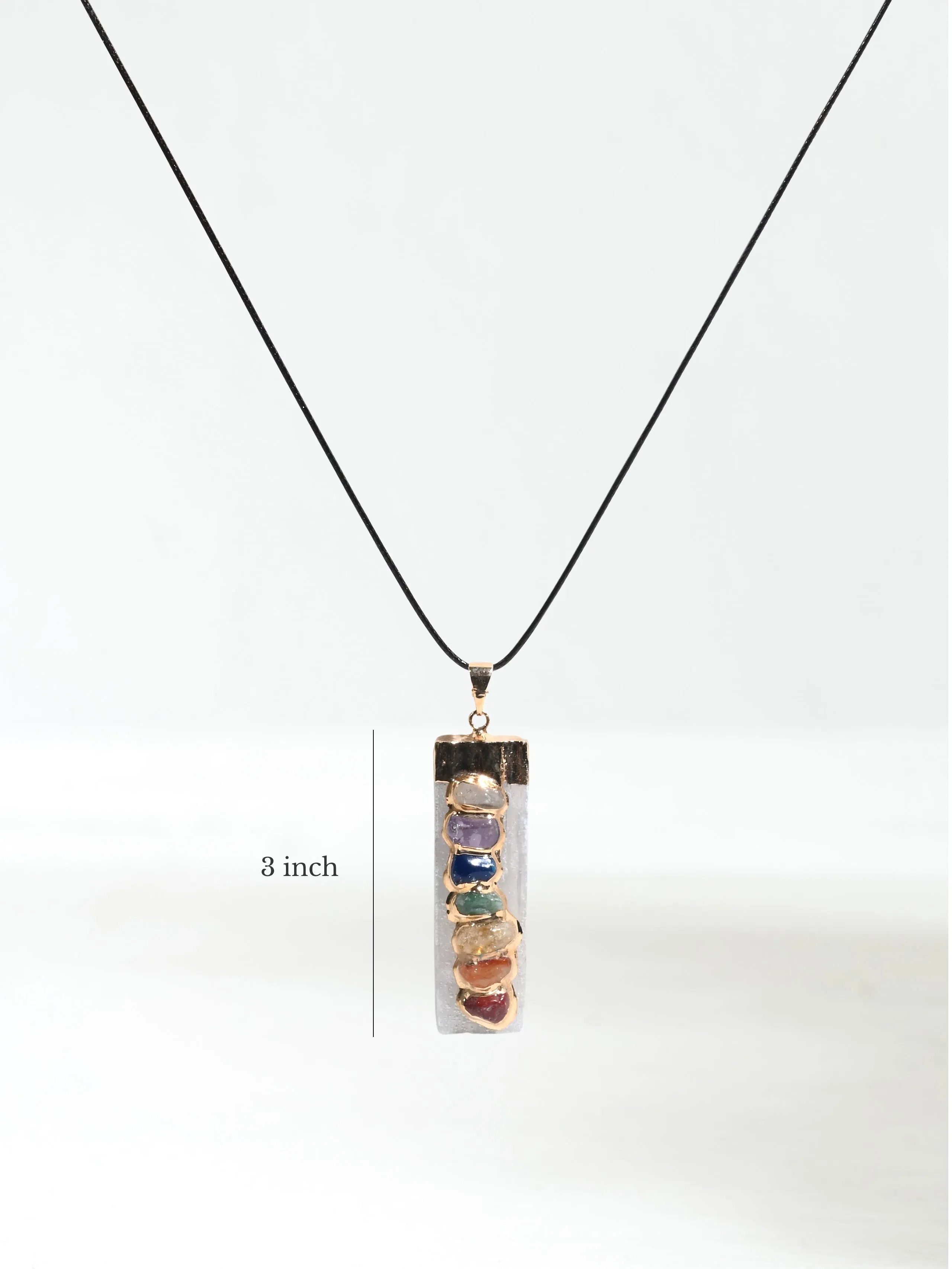 Seven Chakra Crystal Pendant - Selenite