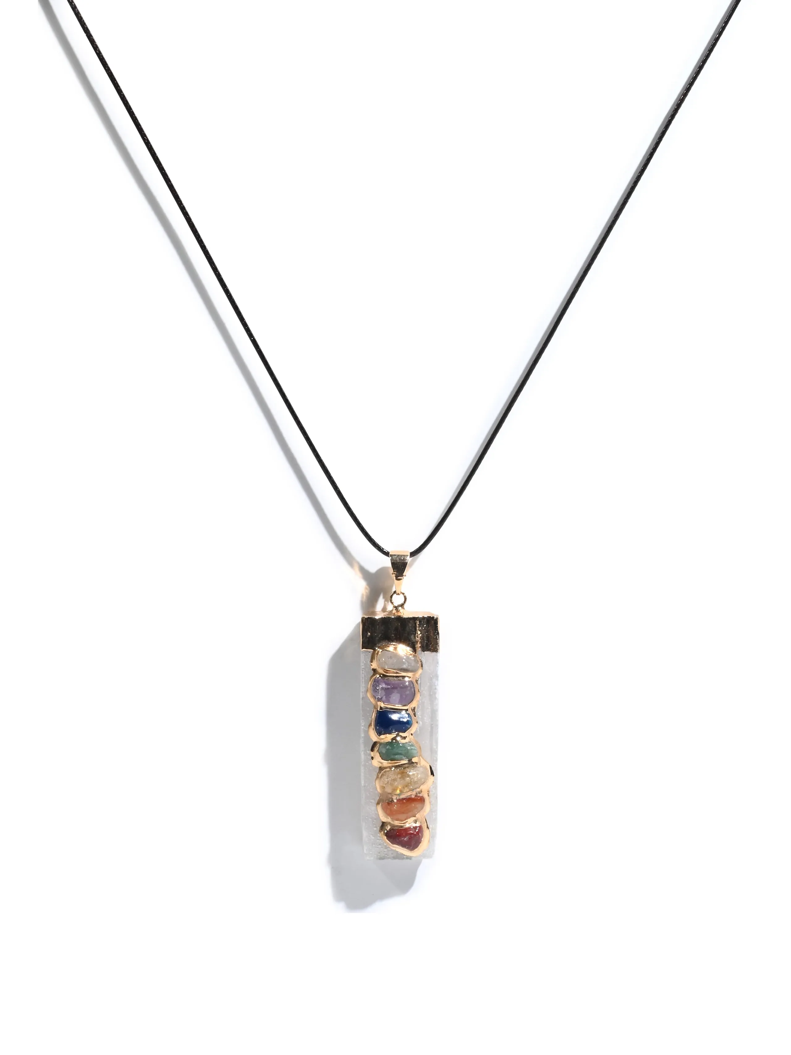 Seven Chakra Crystal Pendant - Selenite