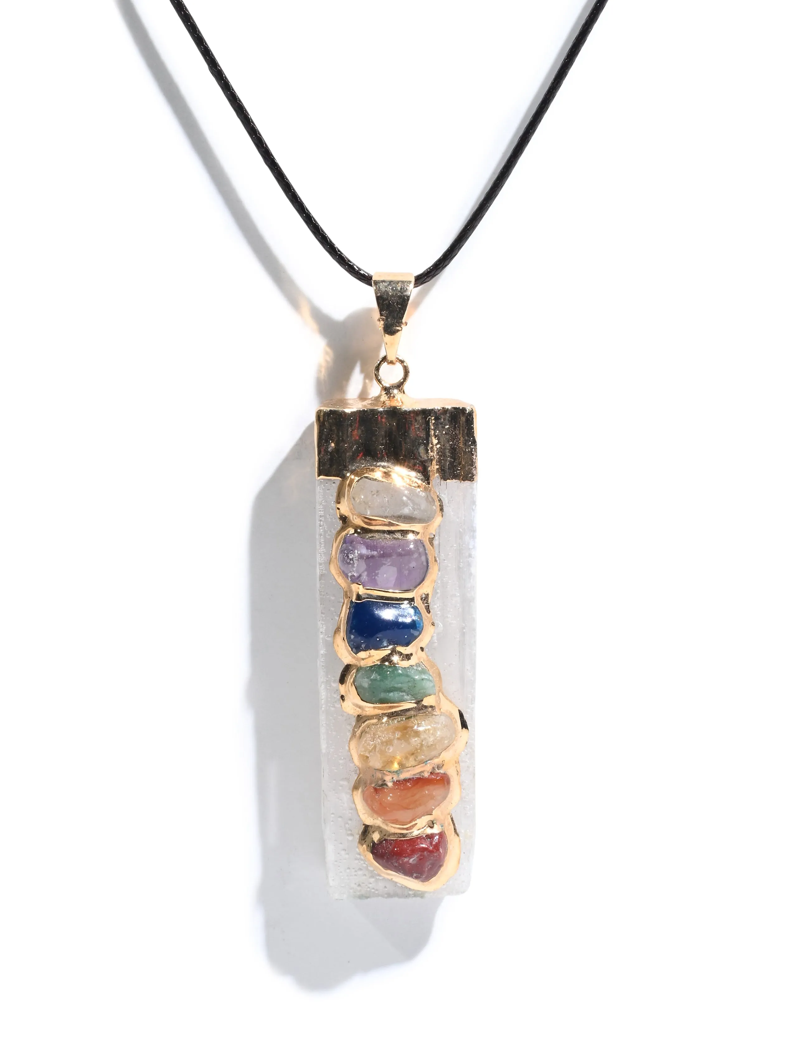 Seven Chakra Crystal Pendant - Selenite