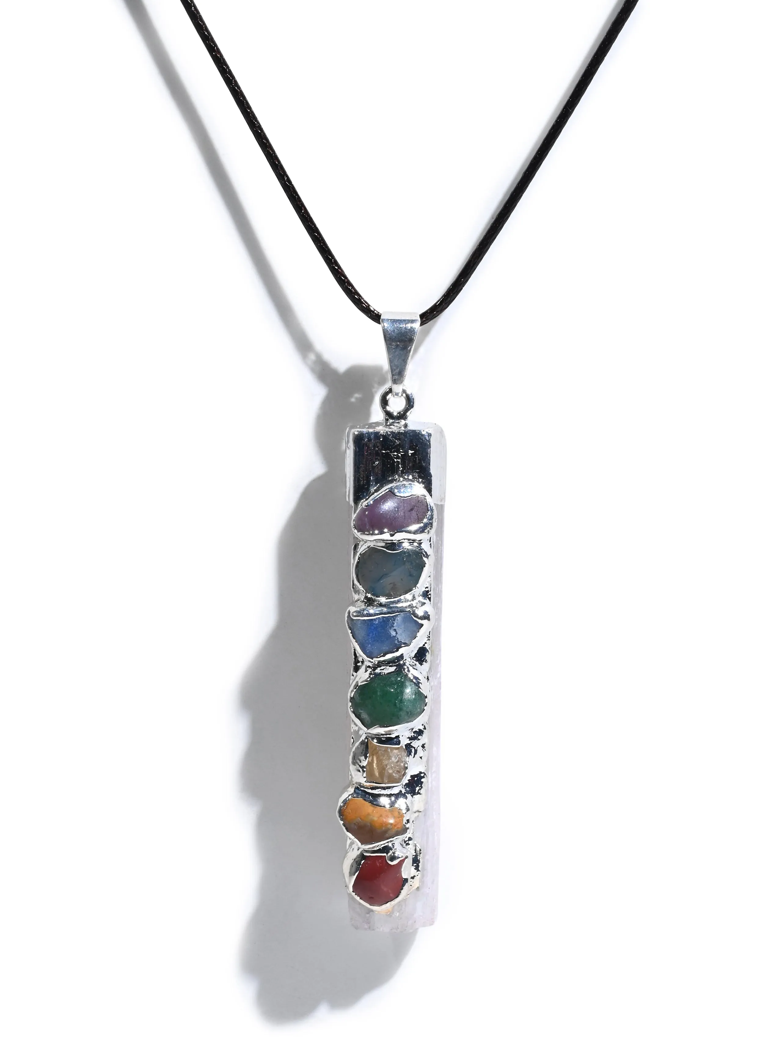Seven Chakra Crystal Pendant - Selenite