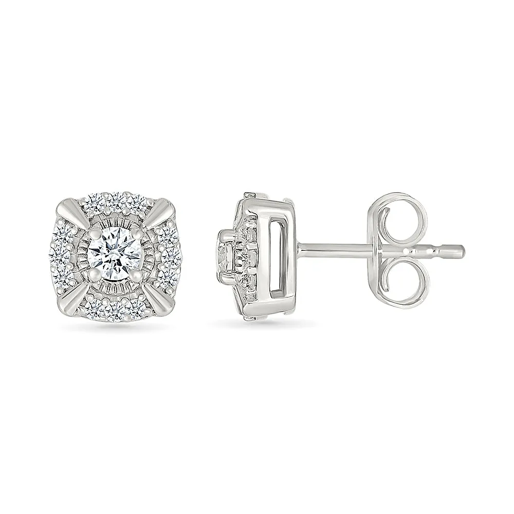 Shield Shaped Gold & Diamond  Earrings