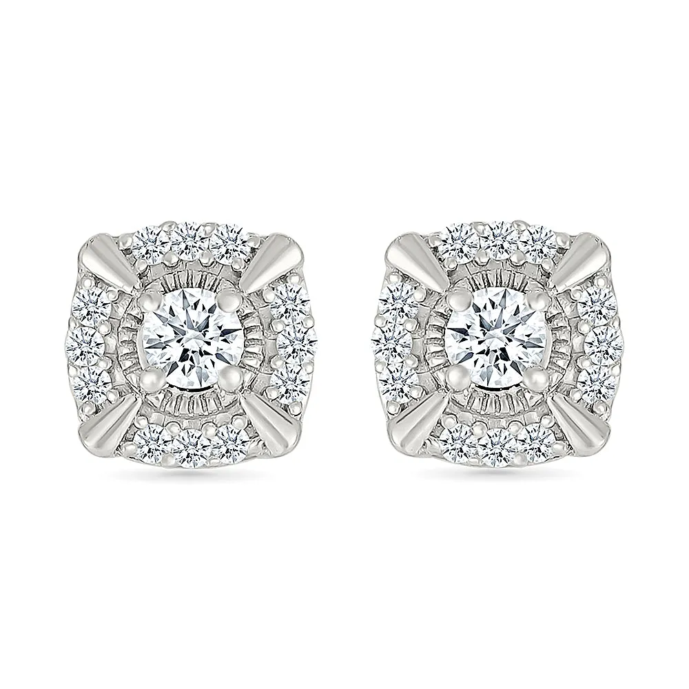 Shield Shaped Gold & Diamond  Earrings