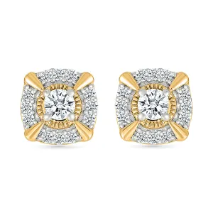 Shield Shaped Gold & Diamond  Earrings