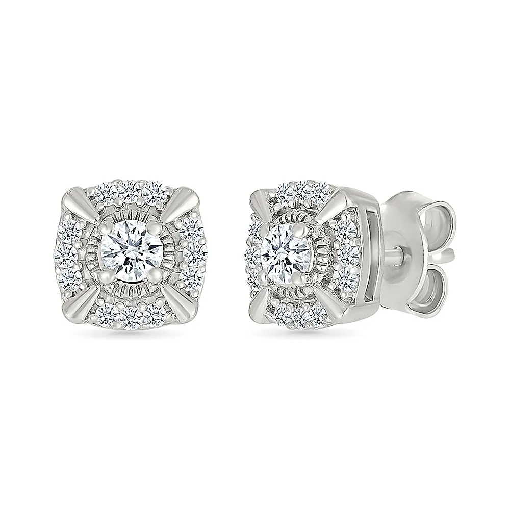 Shield Shaped Gold & Diamond  Earrings