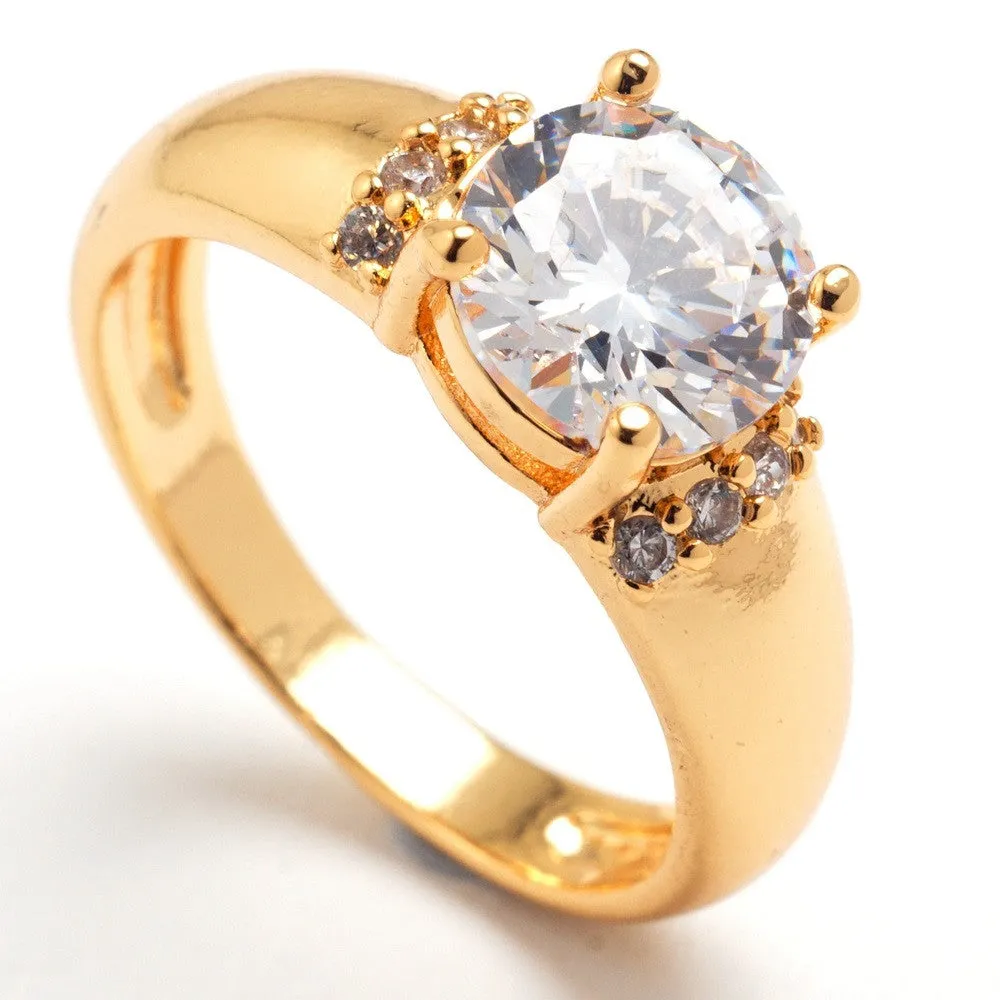 Shiny big Cubic Zirconia Rings For Women synthetic ruby sapphire jewelry yellow gold filled ring