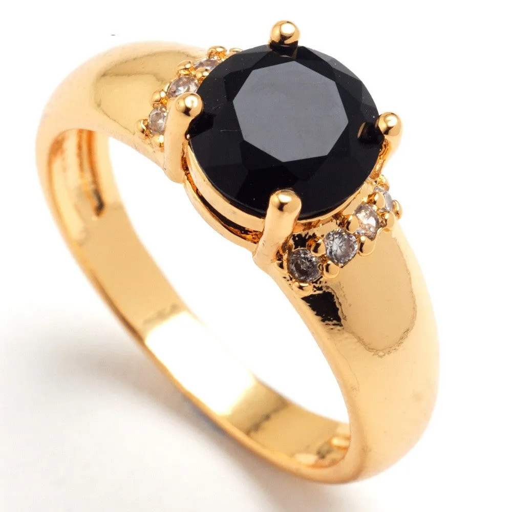Shiny big Cubic Zirconia Rings For Women synthetic ruby sapphire jewelry yellow gold filled ring