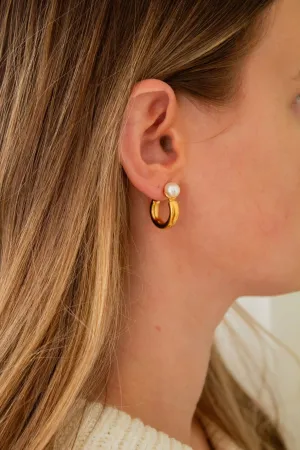 Shiny Pearl Hoops