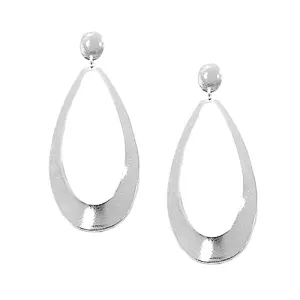SHINY SILVER PEAR SHAPE EARRINGS  #SE32209-1_SIL (AJ7)