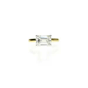 Sideways Set Emerald Diamond Ring