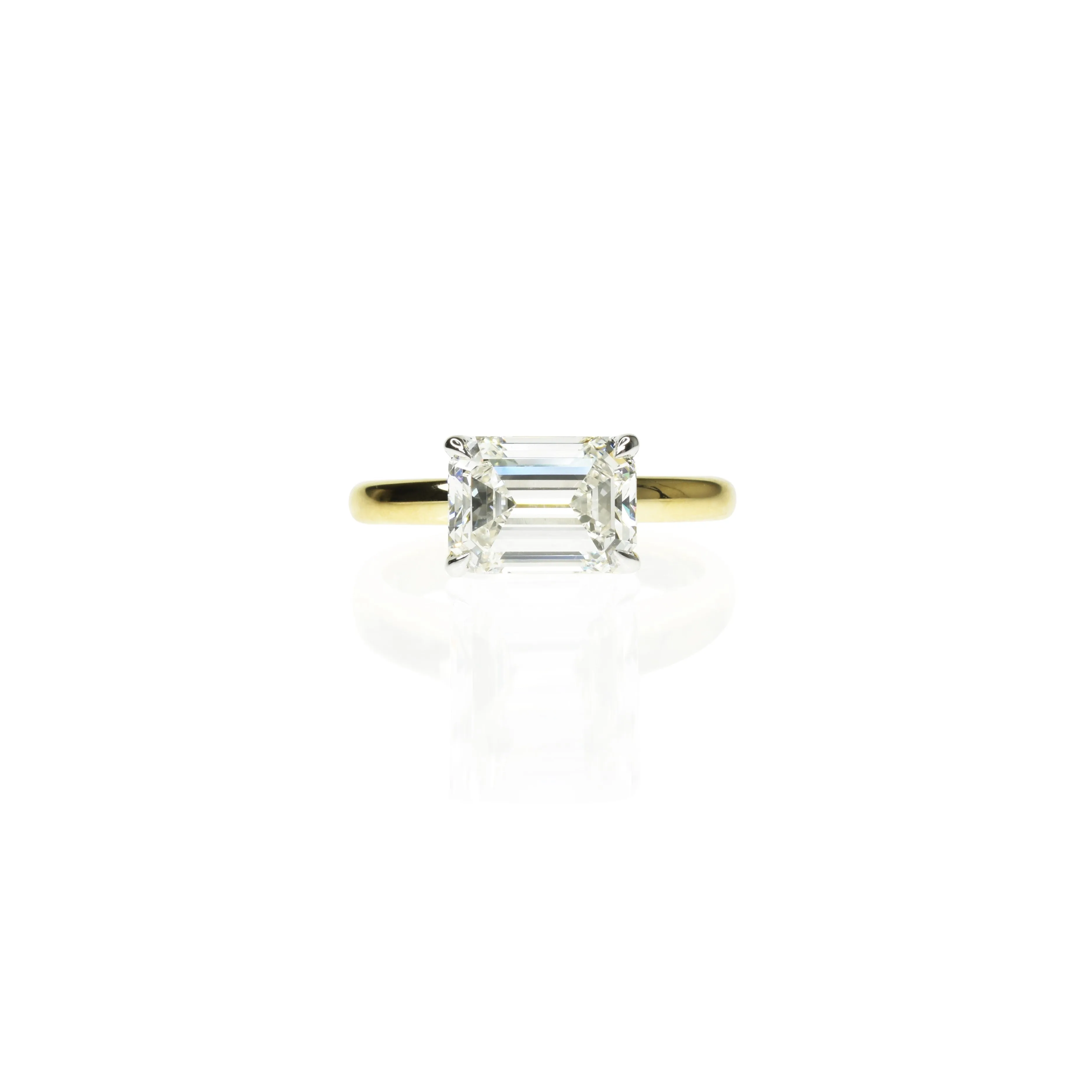 Sideways Set Emerald Diamond Ring
