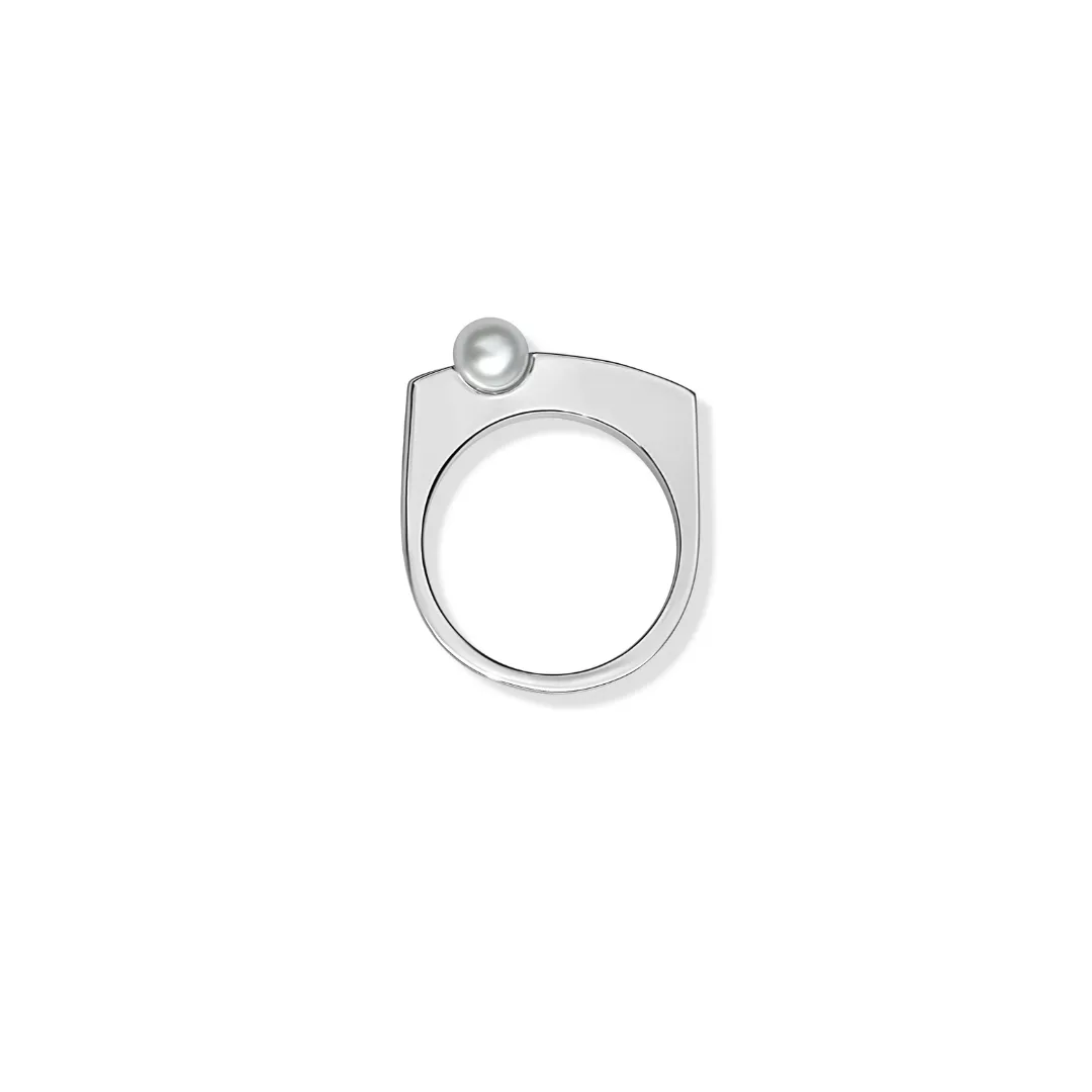 Silver Perle Sleek Pearl Ring