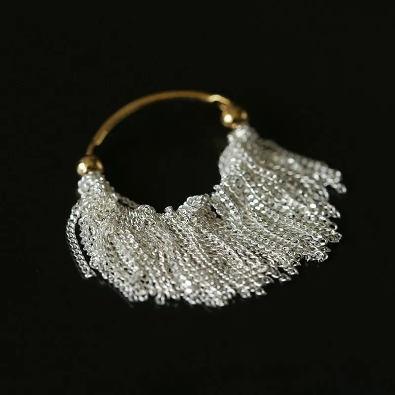 Silver Shining Galaxy Waterfall Tassel Ring