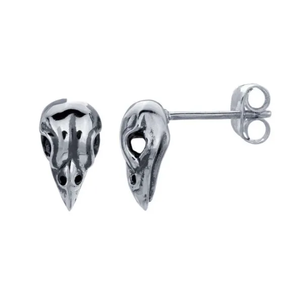 Silver Sparrow Skull Stud Earrings