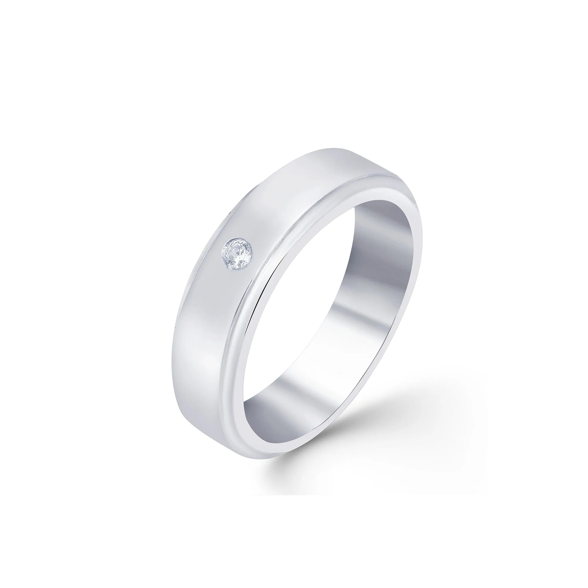 Silver Zircon Men's Band