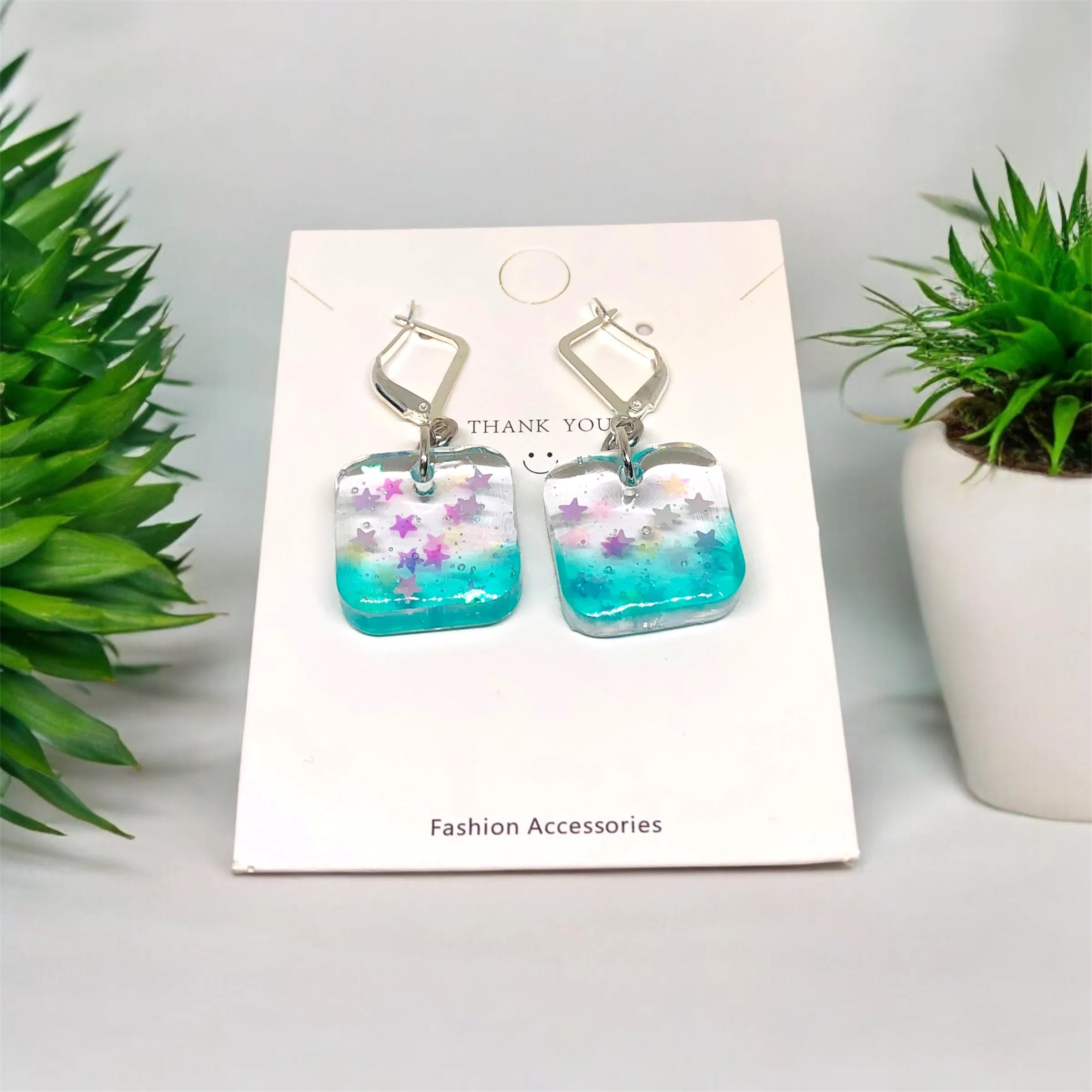 Simple Elegance Resin Earrings with S29 Silver Huggies