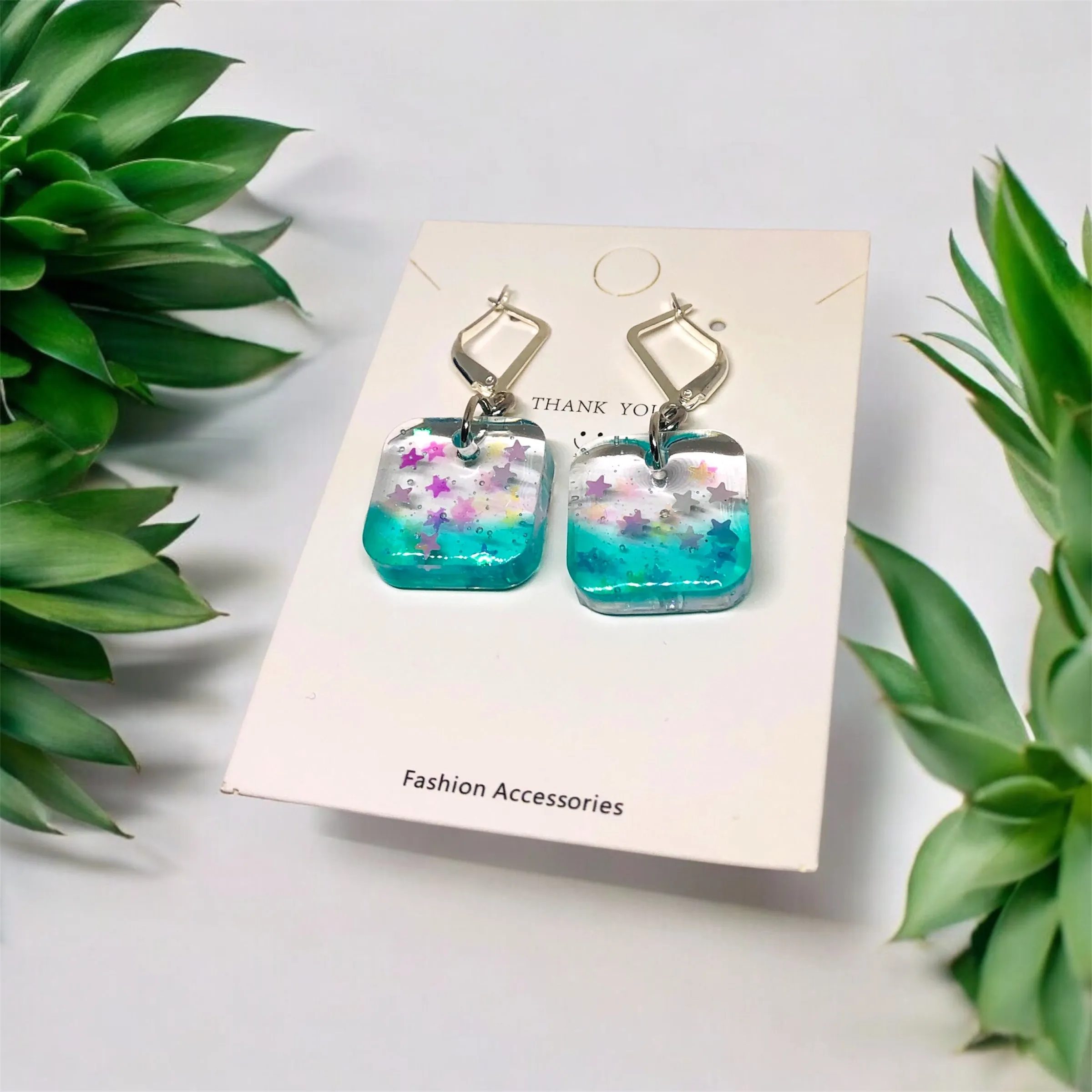 Simple Elegance Resin Earrings with S29 Silver Huggies