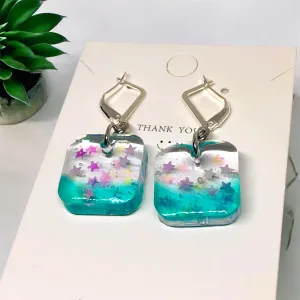 Simple Elegance Resin Earrings with S29 Silver Huggies