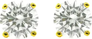 Simulated Diamond Stud Earrings - 14k Yellow Gold, 1ct-2ct Round, Princess, Heart Cut VVS D Color Screw Back Earrings for Women and Men