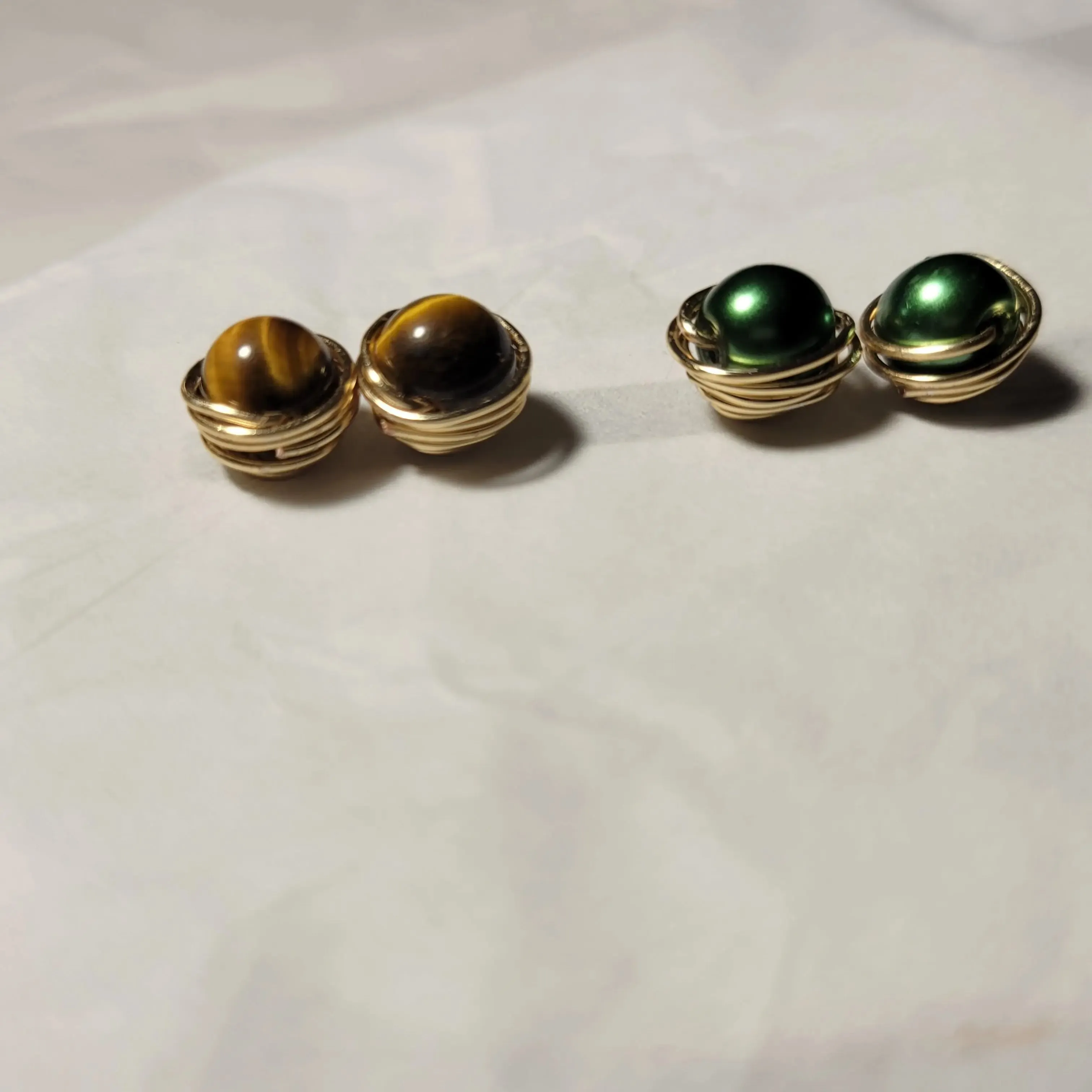 Single Stone Wire-Wrapped Stud Earrings